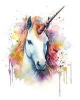 Aquarell bunt Blume Einhorn Gesicht Illustration schön Hintergrund foto