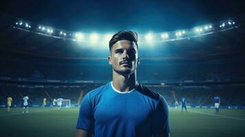 ein Fußball Spieler Stehen im das Stadion foto