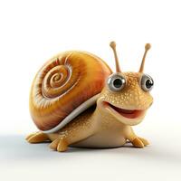 3d Karikatur süß Schnecke ai foto