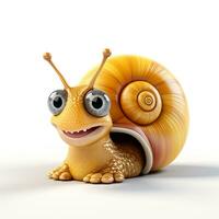 3d Karikatur süß Schnecke ai foto