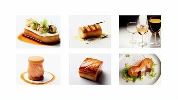 ai generativ Collage einstellen von verschiedene Arten von Restaurant Speisekarte Geschirr foto