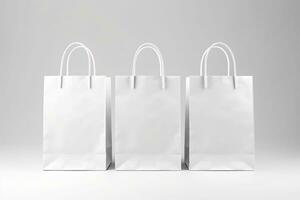 Einkaufen Tasche Attrappe, Lehrmodell, Simulation Design auf Weiß Hintergrund. generativ ai foto