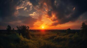 das Sonnenuntergang Himmel ai generativ foto