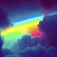 Neon- Regenbogen im das Wolken. ai generativ foto