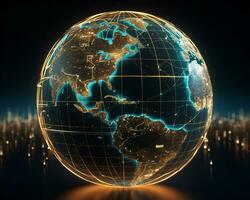 ein Globus mit Linien in Verbindung gebracht zu Es, International Internet Tag Lager Fotos