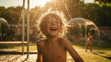 ein Kind Lachen wie Sie abspielen im ein Park, mental Gesundheit Bilder, fotorealistisch Illustration foto