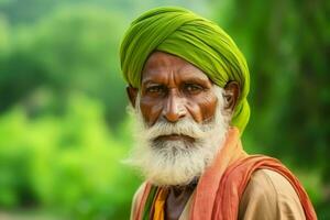 indisch Mann alt Porträt. generieren ai foto