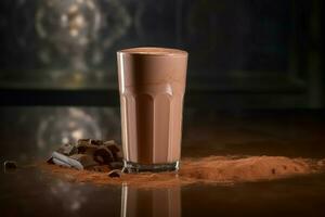 Schokolade Protein Shake. generieren ai foto