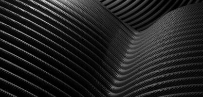 schwarz Hintergrund Wellen parallel Wellen von Plastik verdrehte gebogen Tube 3d Illustration foto