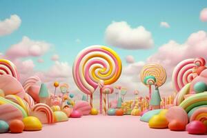 verlockend Süßigkeiten Attrappe, Lehrmodell, Simulation Hintergrund. generieren ai foto