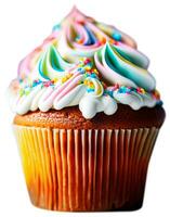 Cupcake zum Geburtstag Party zelebrieren. festlich Hintergrund mit Kuchen. ai generiert foto