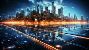 Digital futuristisch glühend Computer Energie abstrakt modern Stadt foto