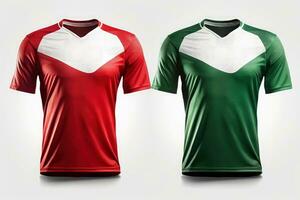 Attrappe, Lehrmodell, Simulation Sport Fußball Mannschaft Uniformen mehrere Farben Shirt, generativ ai Illustration foto