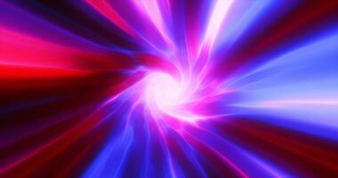 lila Hypertunnel Spinnen Geschwindigkeit Raum Tunnel gemacht von verdrehte wirbelnd Energie Magie glühend Licht Linien abstrakt Hintergrund foto
