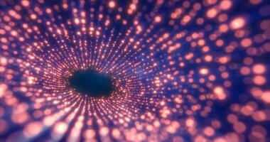 Tunnel von rot Energie Partikel verschwommen Bokeh glühend hell abstrakt Hintergrund foto