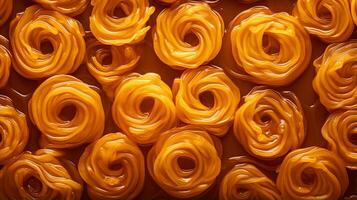 generativ ai, Jalebi, imarti, imarati, Paneer Jalebi oder Zulbia, indisch Süss Lebensmittel. foto