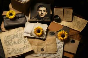 Sammlung von herzlich handgeschrieben Briefe und Postkarten geschickt durch Soldaten und Soldatinnen auf Veteranen Tag foto