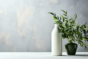 nachhaltig Reinigung Produkt präsentiert schön minimalistisch Beschwerde Hintergrund mit leeren Raum zum Text foto