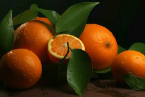 Orange Obst Wasser Tropfen. generieren ai foto