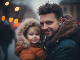 das Familie genießt feiern Weihnachten Vorabend zusammen ai generativ foto