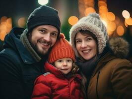 das Familie genießt feiern Weihnachten Vorabend zusammen ai generativ foto