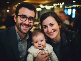 das Familie genießt feiern Weihnachten Vorabend zusammen ai generativ foto