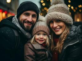 das Familie genießt feiern Weihnachten Vorabend zusammen ai generativ foto