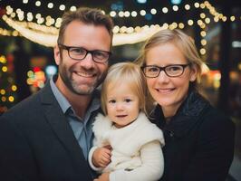 das Familie genießt feiern Weihnachten Vorabend zusammen ai generativ foto