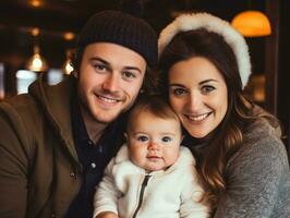 das Familie genießt feiern Weihnachten Vorabend zusammen ai generativ foto