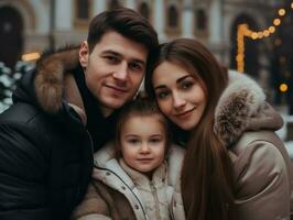 das Familie genießt feiern Weihnachten Vorabend zusammen ai generativ foto