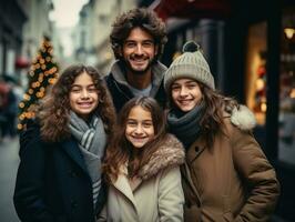 das Familie genießt feiern Weihnachten Vorabend zusammen ai generativ foto