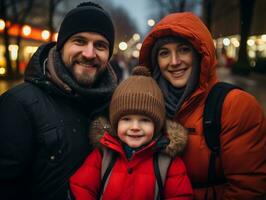 das Familie genießt feiern Weihnachten Vorabend zusammen ai generativ foto