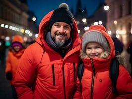 das Familie genießt feiern Weihnachten Vorabend zusammen ai generativ foto