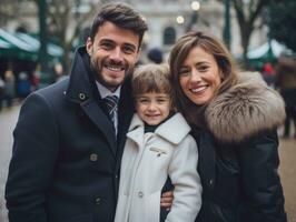 das Familie genießt feiern Weihnachten Vorabend zusammen ai generativ foto