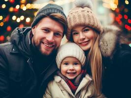 das Familie genießt feiern Weihnachten Vorabend zusammen ai generativ foto