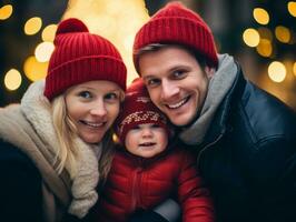 das Familie genießt feiern Weihnachten Vorabend zusammen ai generativ foto