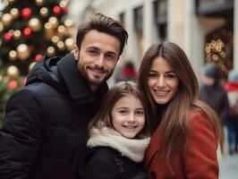 das Familie genießt feiern Weihnachten Vorabend zusammen ai generativ foto