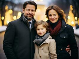 das Familie genießt feiern Weihnachten Vorabend zusammen ai generativ foto