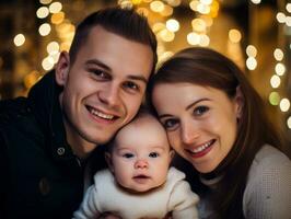 das Familie genießt feiern Weihnachten Vorabend zusammen ai generativ foto