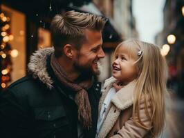 das Familie genießt feiern Weihnachten Vorabend zusammen ai generativ foto