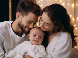 das Familie genießt feiern Weihnachten Vorabend zusammen ai generativ foto