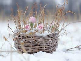 minimalistisch Winter Landschaft Komposition ai generativ foto