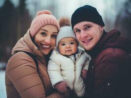 das interracial Familie genießt feiern Weihnachten Vorabend zusammen ai generativ foto