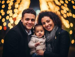 das interracial Familie genießt feiern Weihnachten Vorabend zusammen ai generativ foto