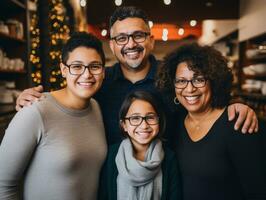 das interracial Familie genießt feiern Weihnachten Vorabend zusammen ai generativ foto