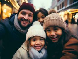 das interracial Familie genießt feiern Weihnachten Vorabend zusammen ai generativ foto