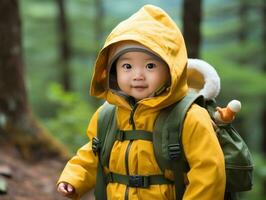 bezaubernd Baby erkunden das Natur ai generativ foto