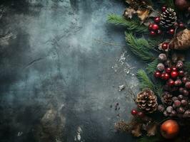 Weihnachten Komposition mit Kopieren Raum Bokeh Hintergrund ai generativ foto
