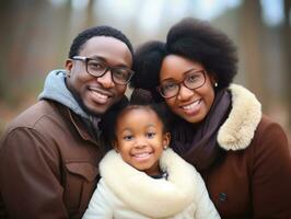 das afrikanisch amerikanisch Familie genießt feiern Weihnachten Vorabend zusammen ai generativ foto