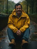 Foto von emotional dynamisch Pose Mexikaner Mann im Herbst ai generativ